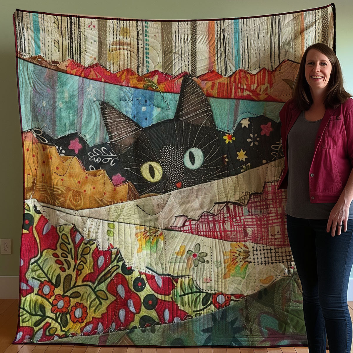 Peeking Cat WJ2707033CL Quilt