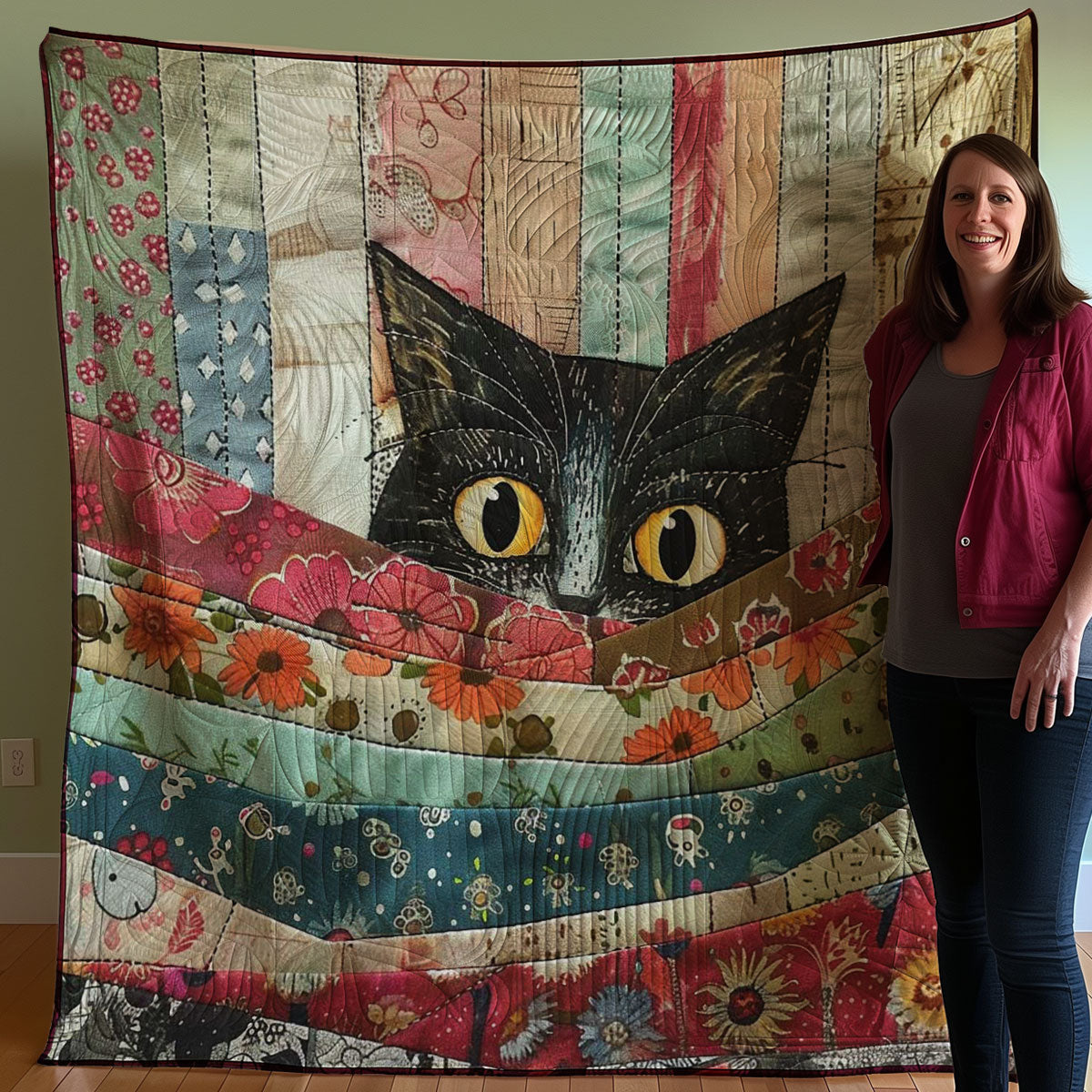 Peeking Cat WJ2907032CL Quilt