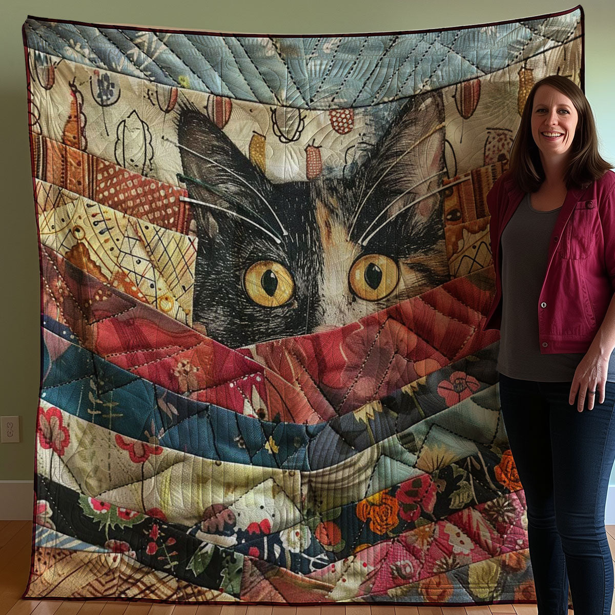 Peeking Cat WJ2907033CL Quilt