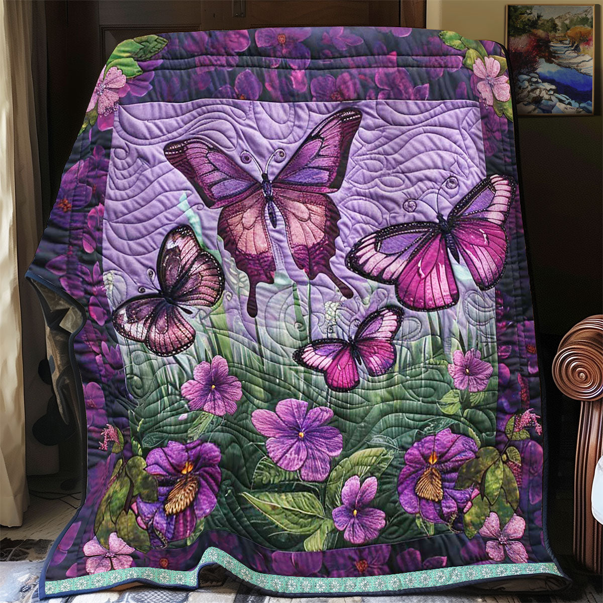 Purple Butterflies WJ1709020CL Quilt