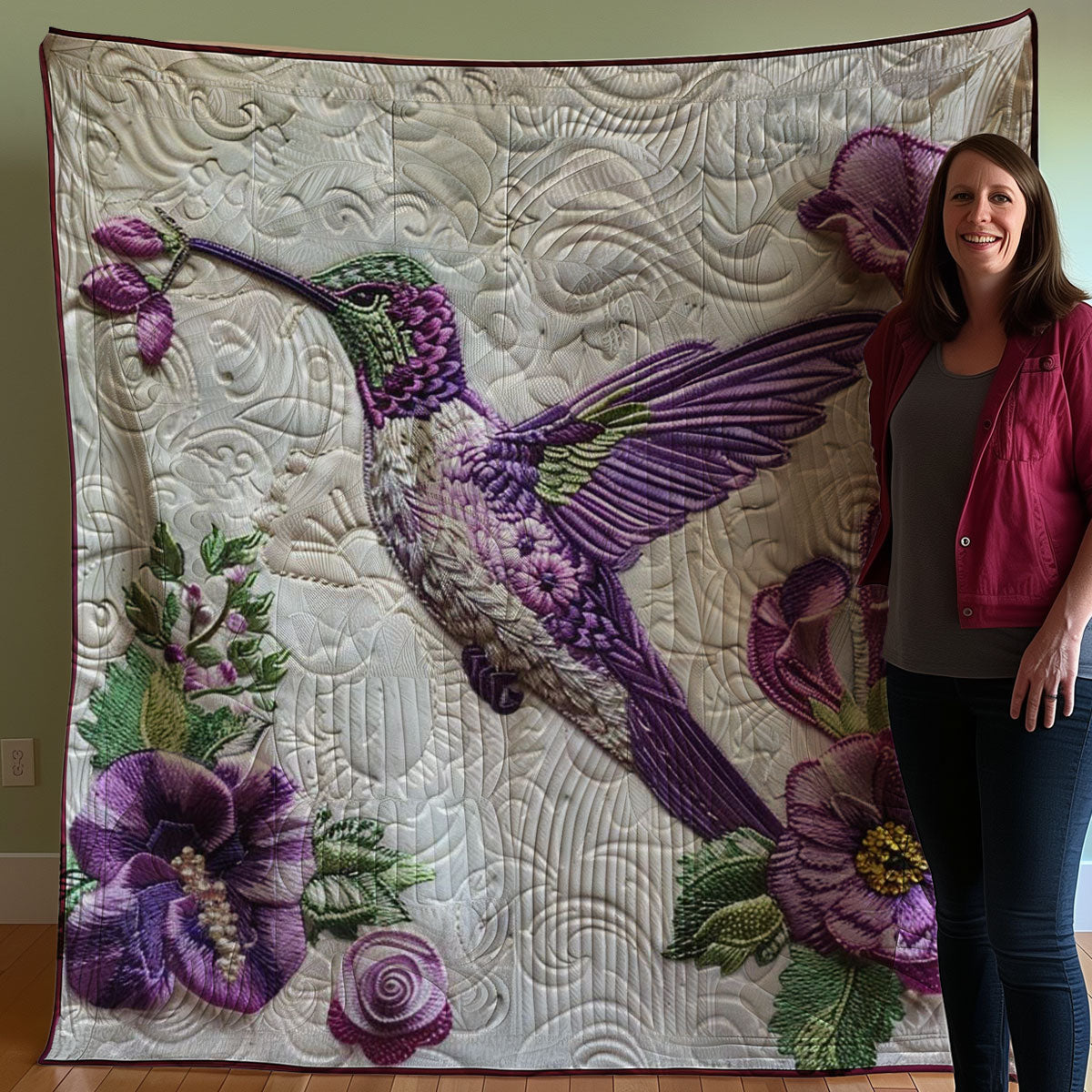 Purple Hummingbird WJ2607021CL Quilt