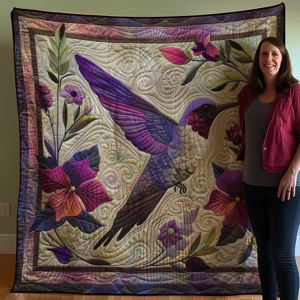 Purple Hummingbird WJ2607022CL Quilt