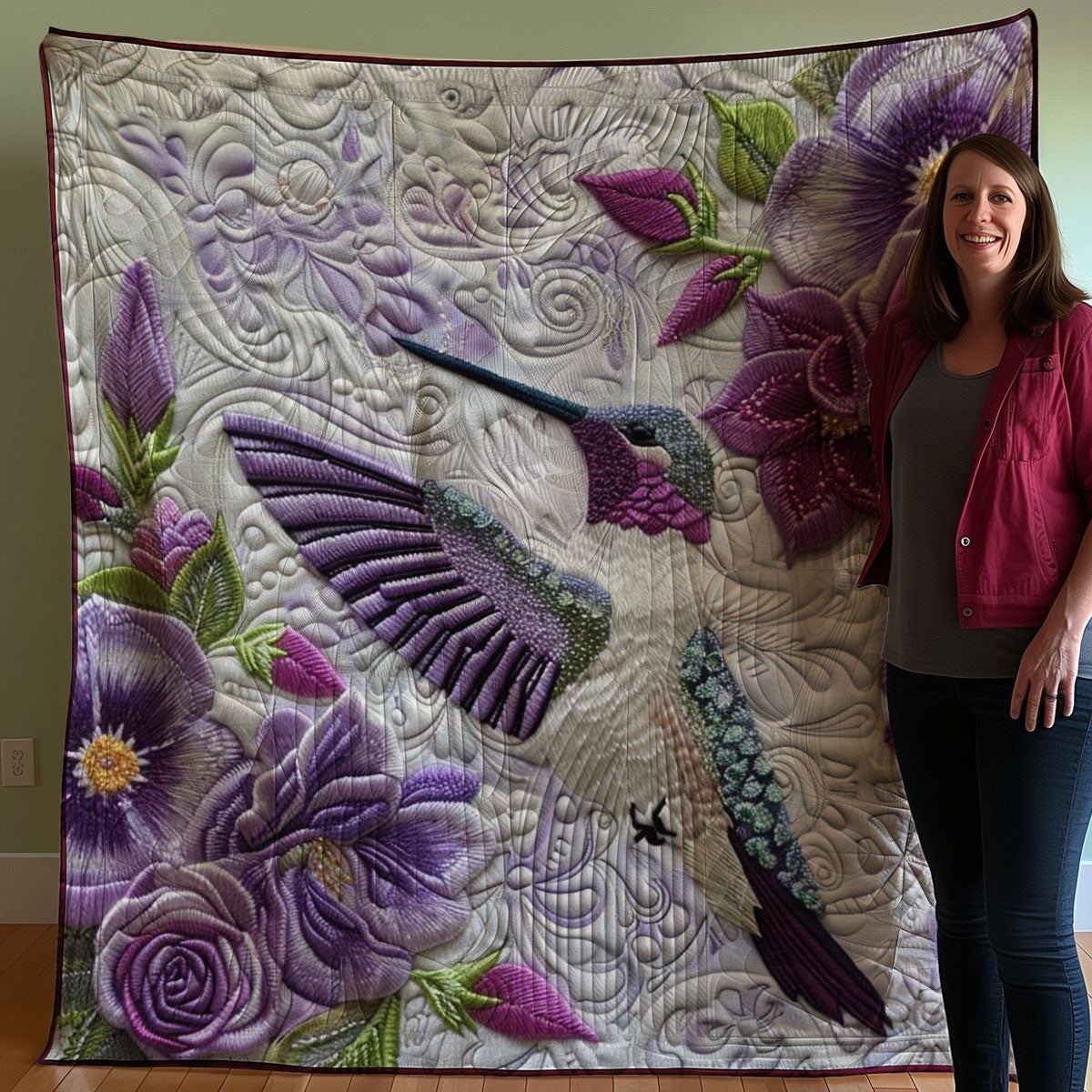 Purple Hummingbird WJ2607023CL Quilt