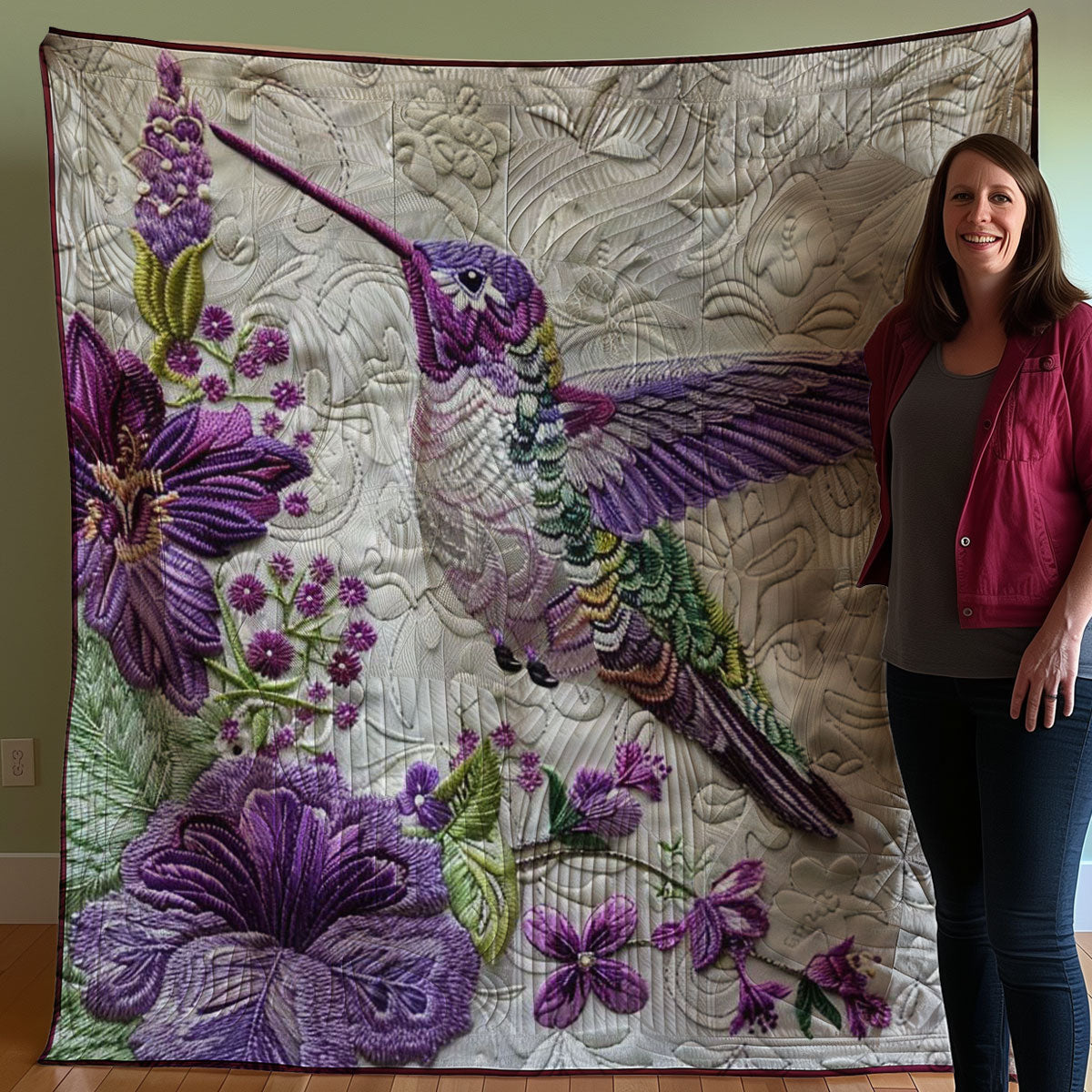 Purple Hummingbird WJ2707034CL Quilt