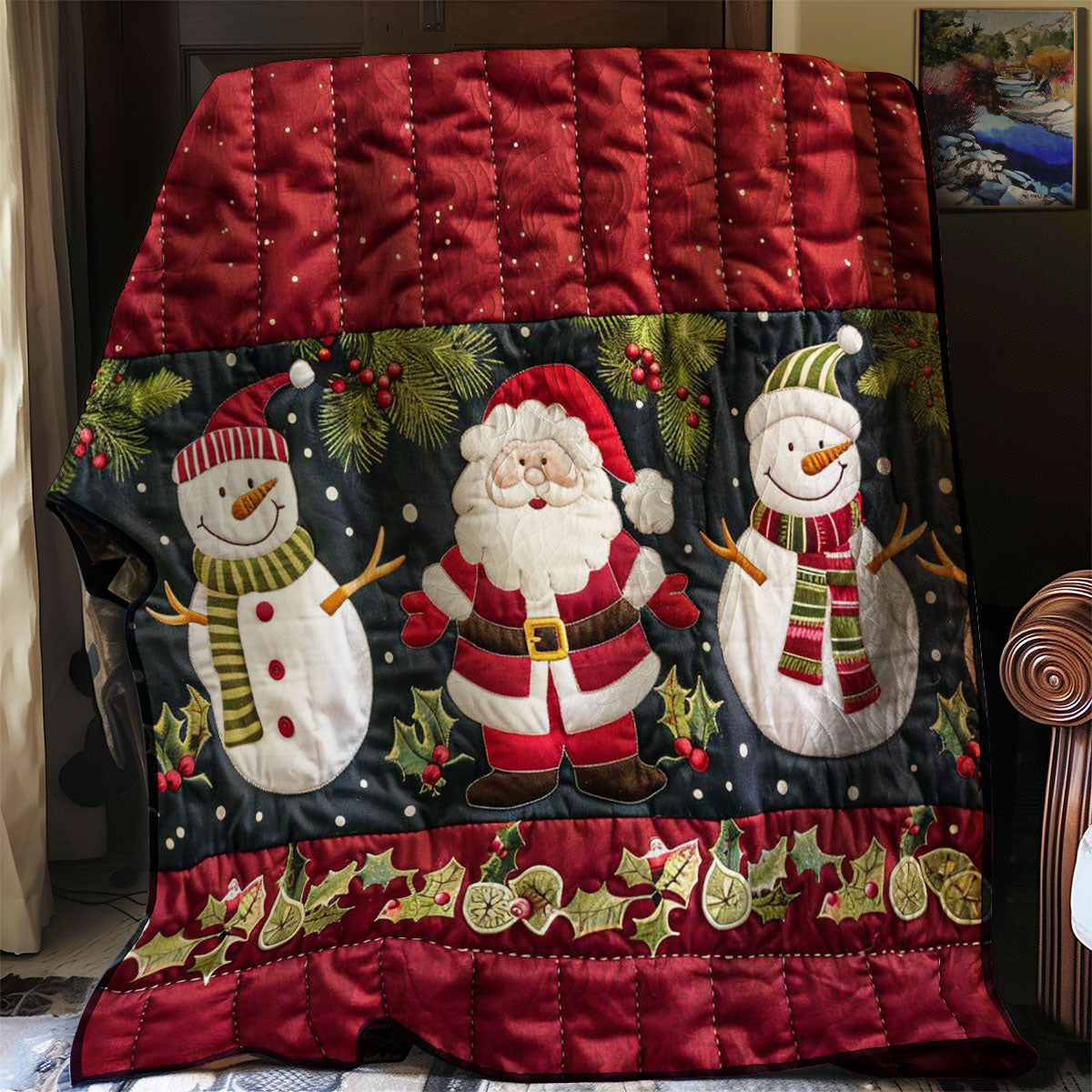 Santa Clause And Snowman WJ2208018CL Quilt