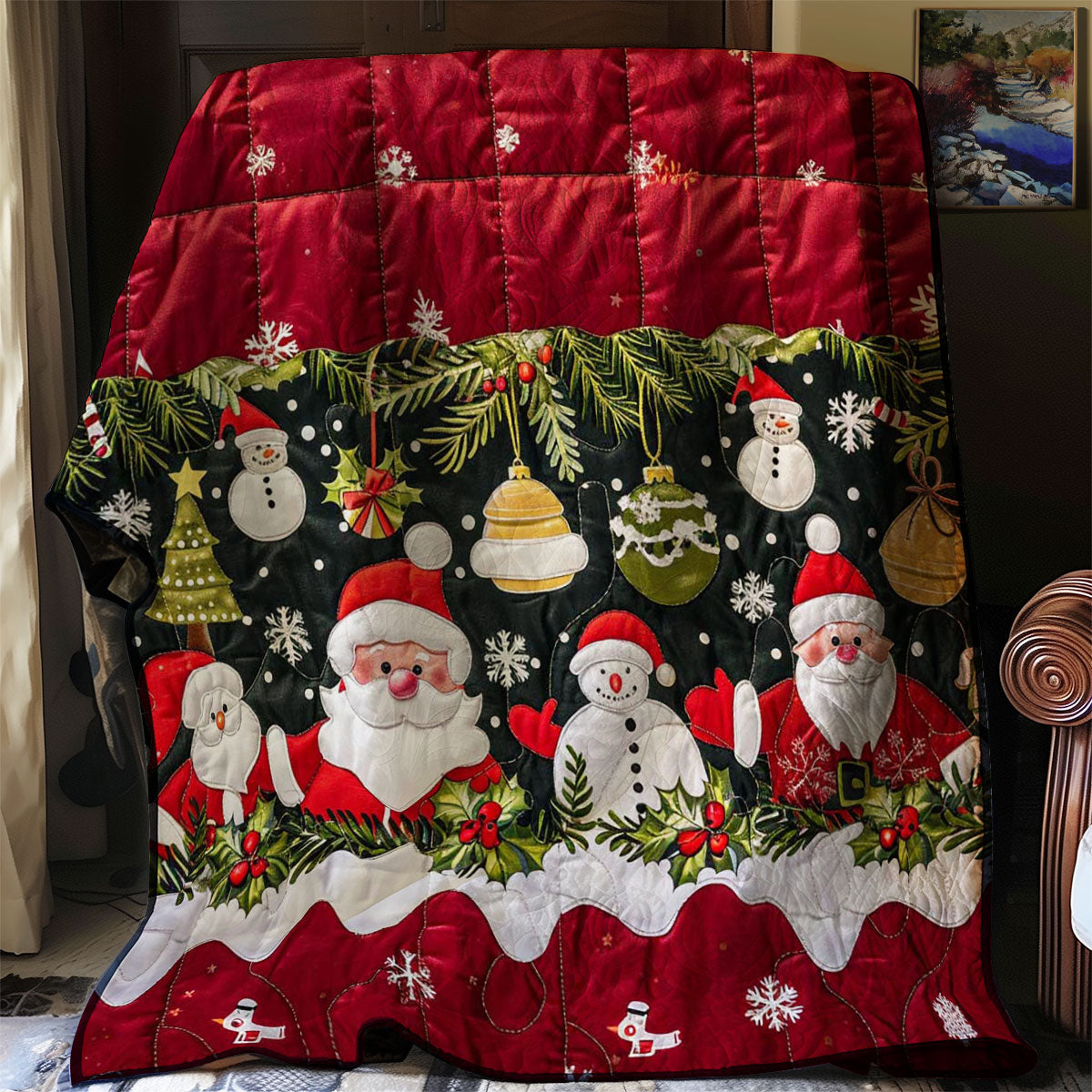 Santa Clause And Snowman WJ2308022CL Quilt