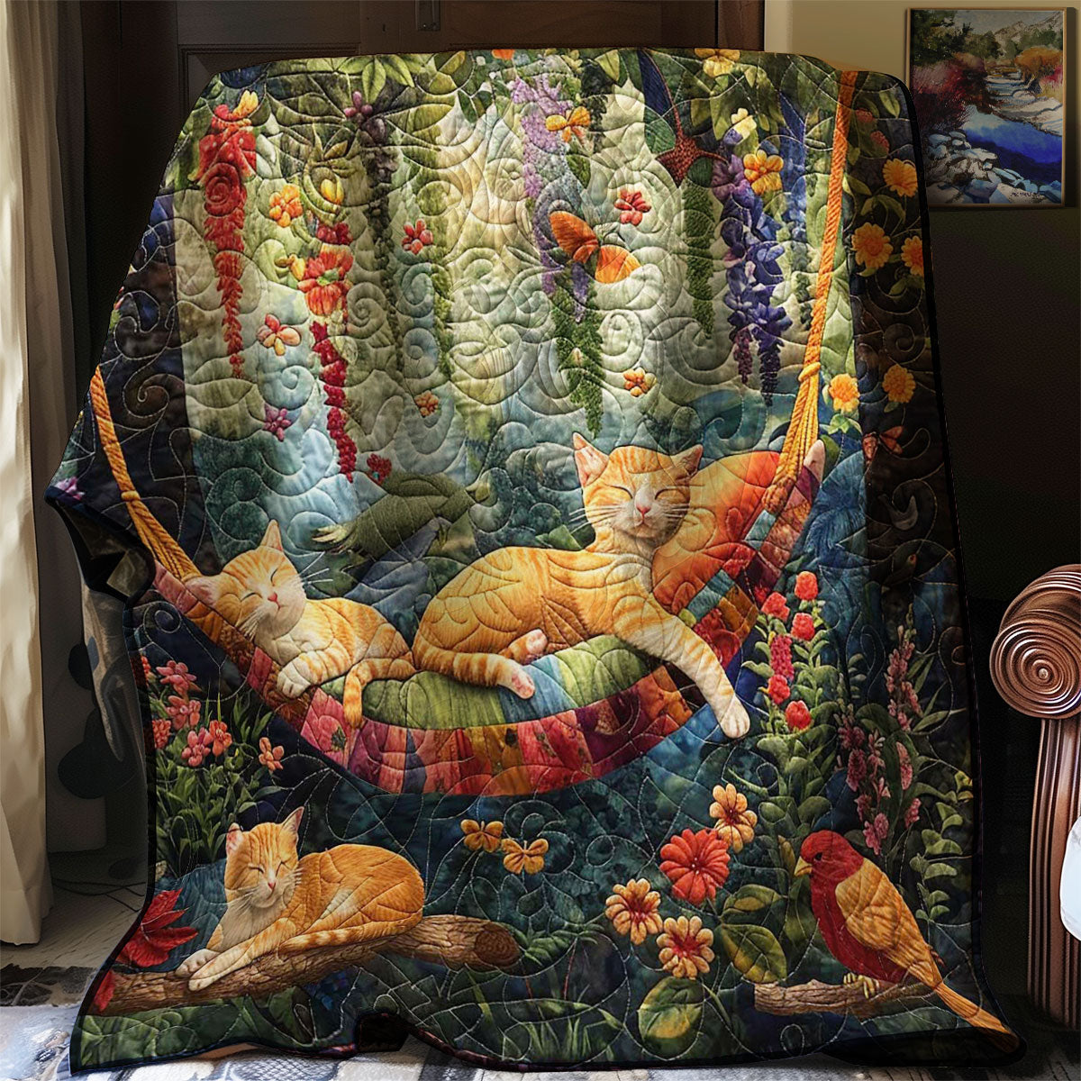 Sleeping Cat In The Garden WJ0509023CL Quilt