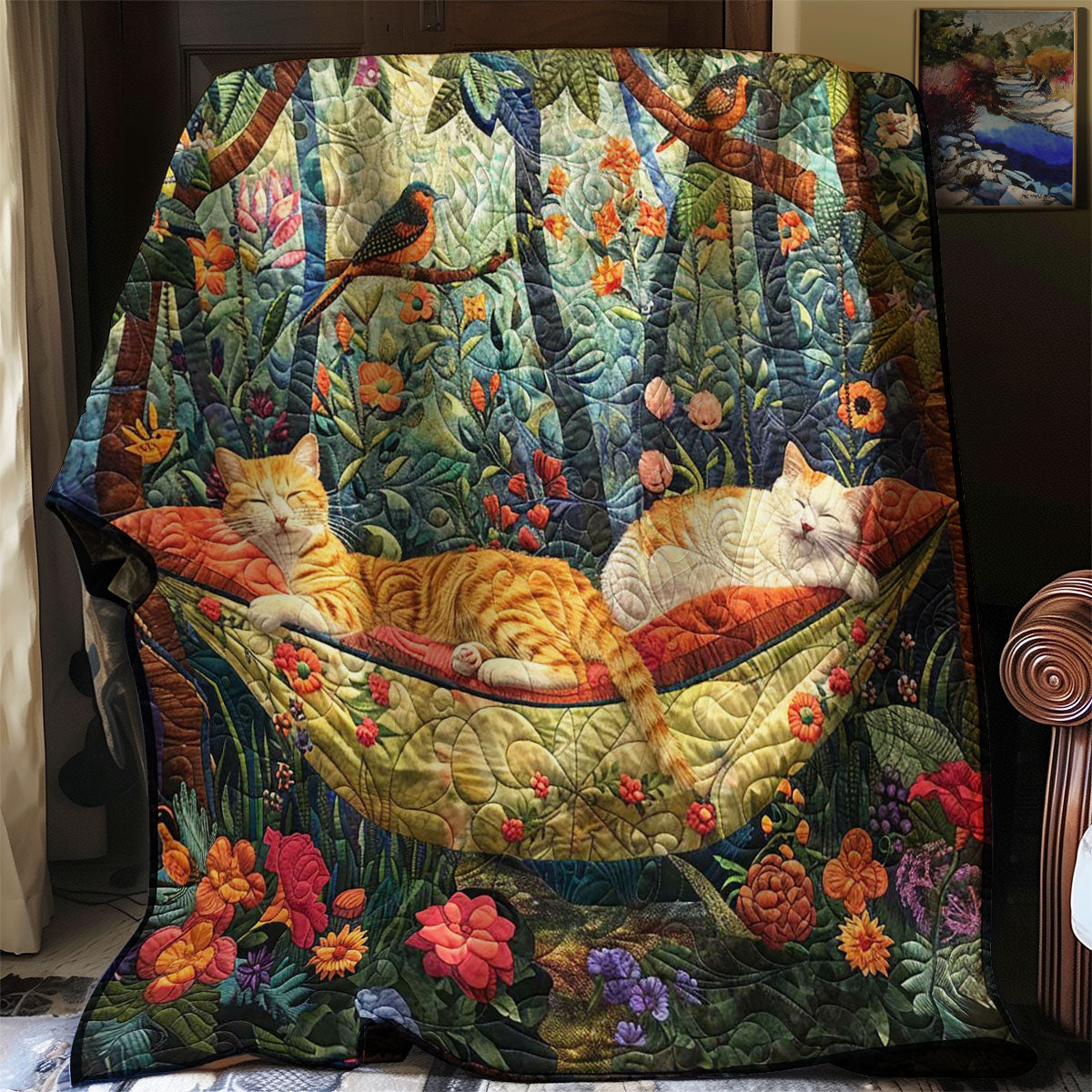 Sleeping Cat In The Garden WJ0609026CL Quilt