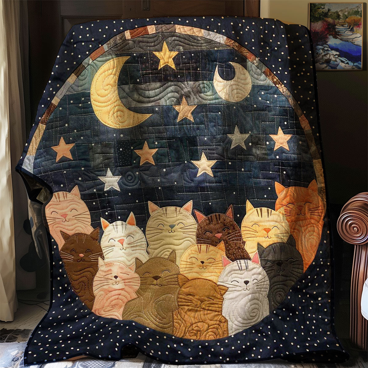 Sleeping Cat Over The Moon WJ1908021CL Quilt