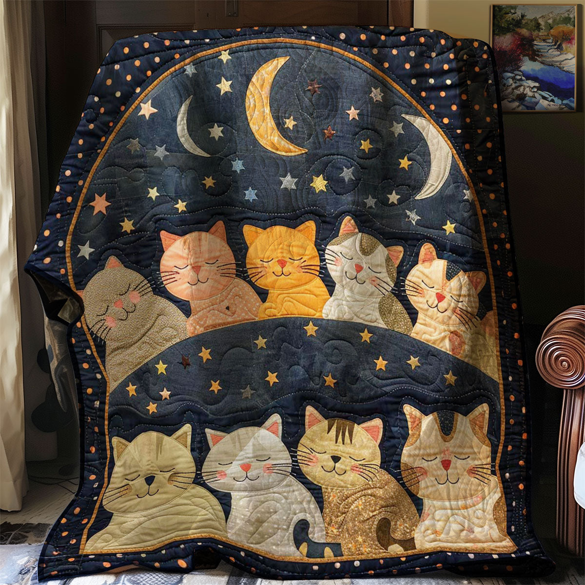 Sleeping Cat Over The Moon WJ2408020CL Quilt