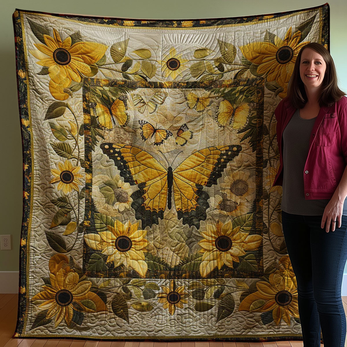 Sunflowers And Butterflies WJ2507026CL Quilt