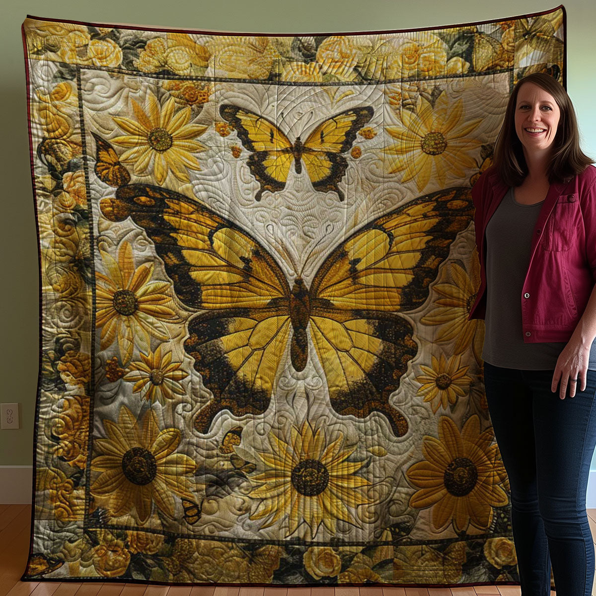 Sunflowers And Butterflies WJ2507027CL Quilt