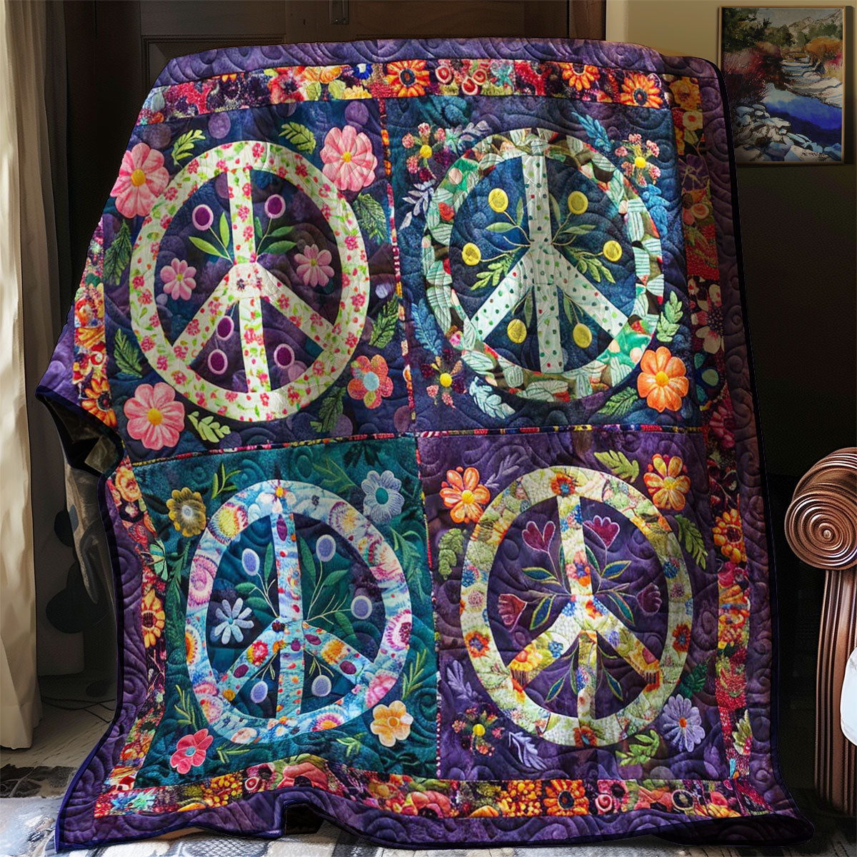 Trippy Hippie Sign WJ2408023CL Quilt