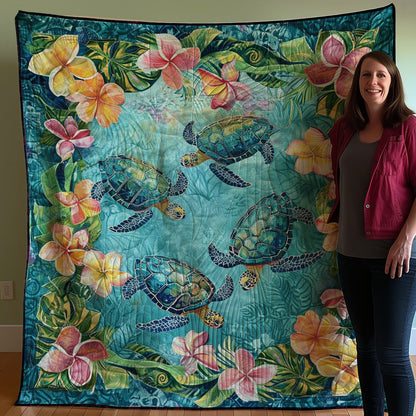 Tropical Turtles And Plumeria WJ2307035CL Quilt