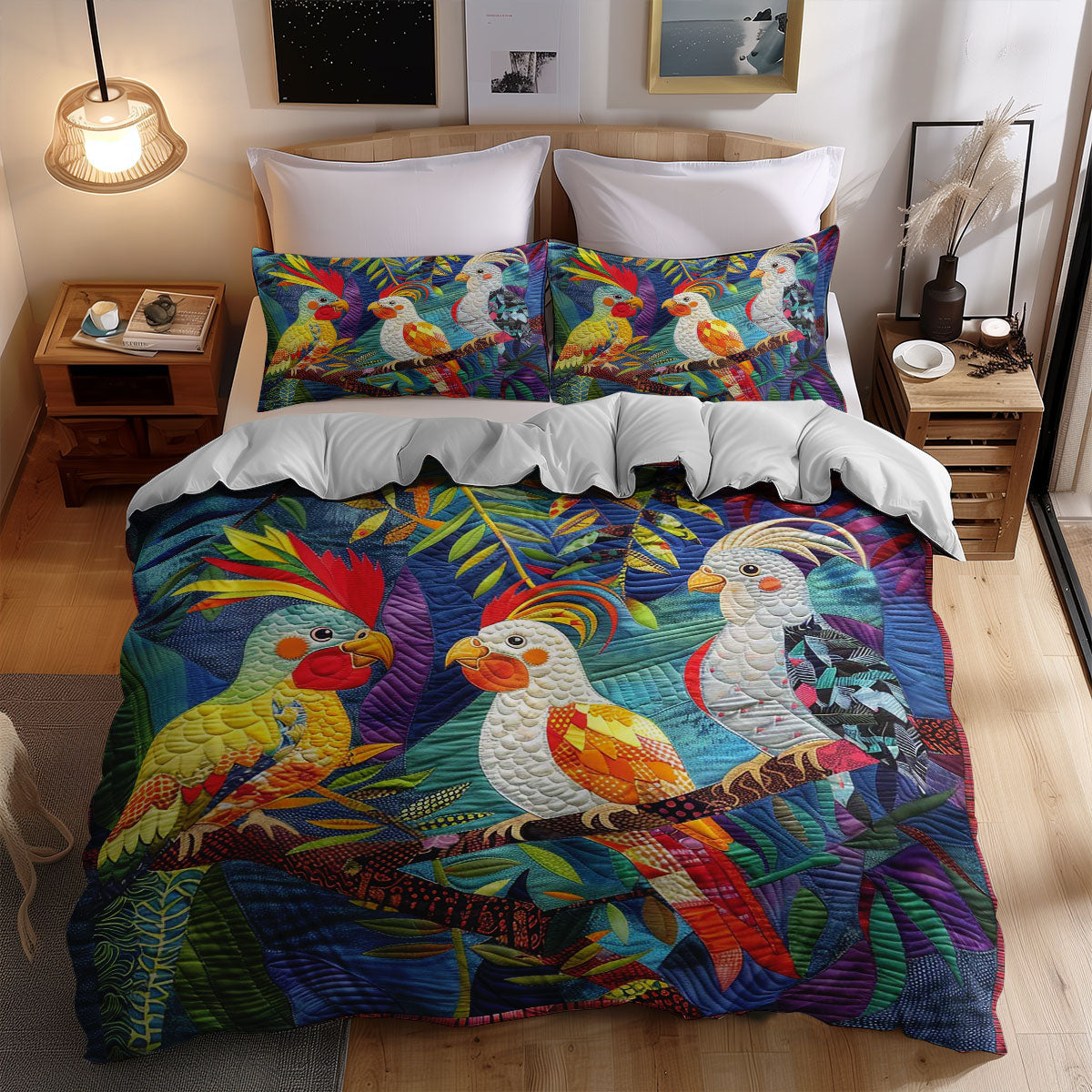 Colorful Cockatiels WJ1609030CL Duvet Cover Set