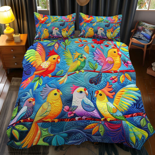 Colorful Cockatiels WJ2608028CL Duvet Cover Set