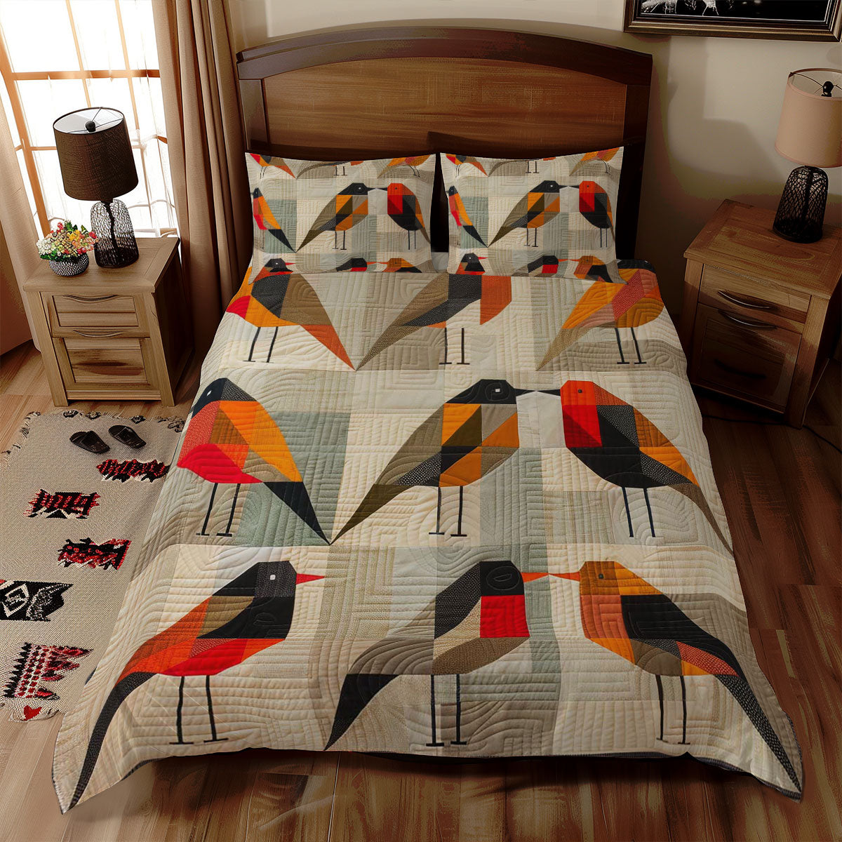 Geometric Bird WJ2707041CL Duvet Cover Set