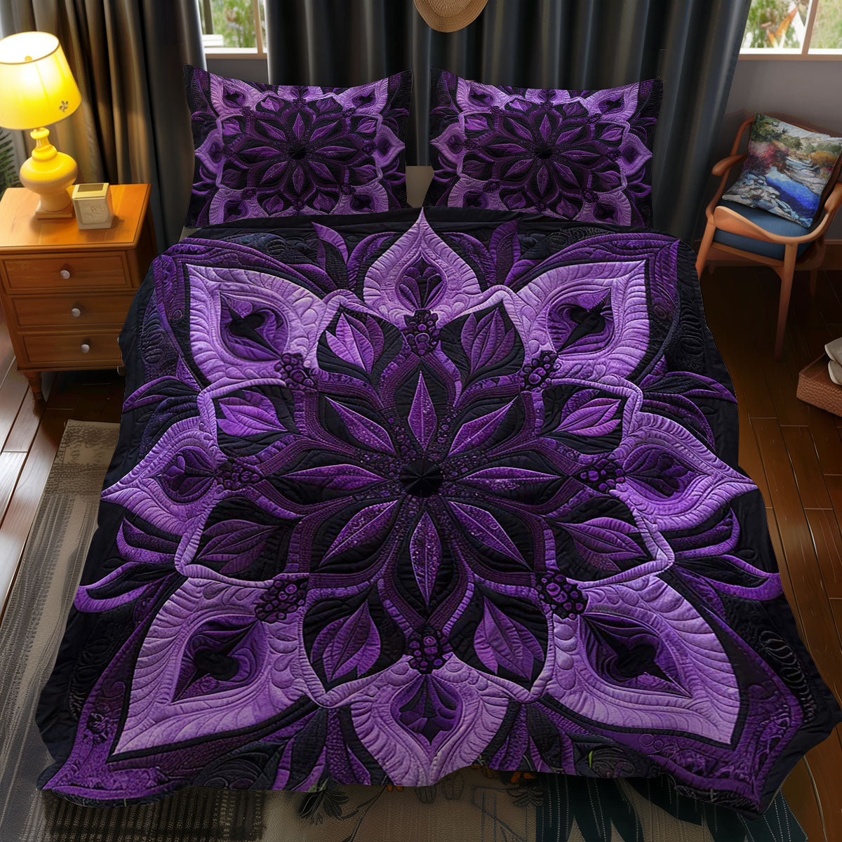 Mystic Purple Bloom WJ2908030CL Duvet Cover Set