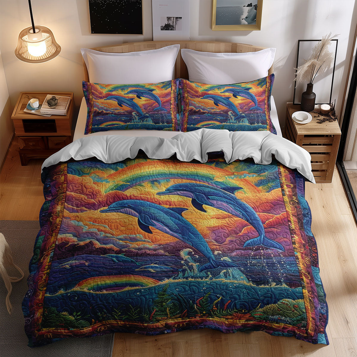 Rainbow Dolphin WJ1609036CL Duvet Cover Set