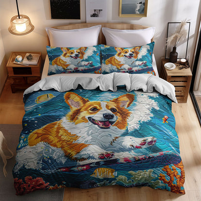 Surfing Corgi WJ1709034CL Duvet Cover Set