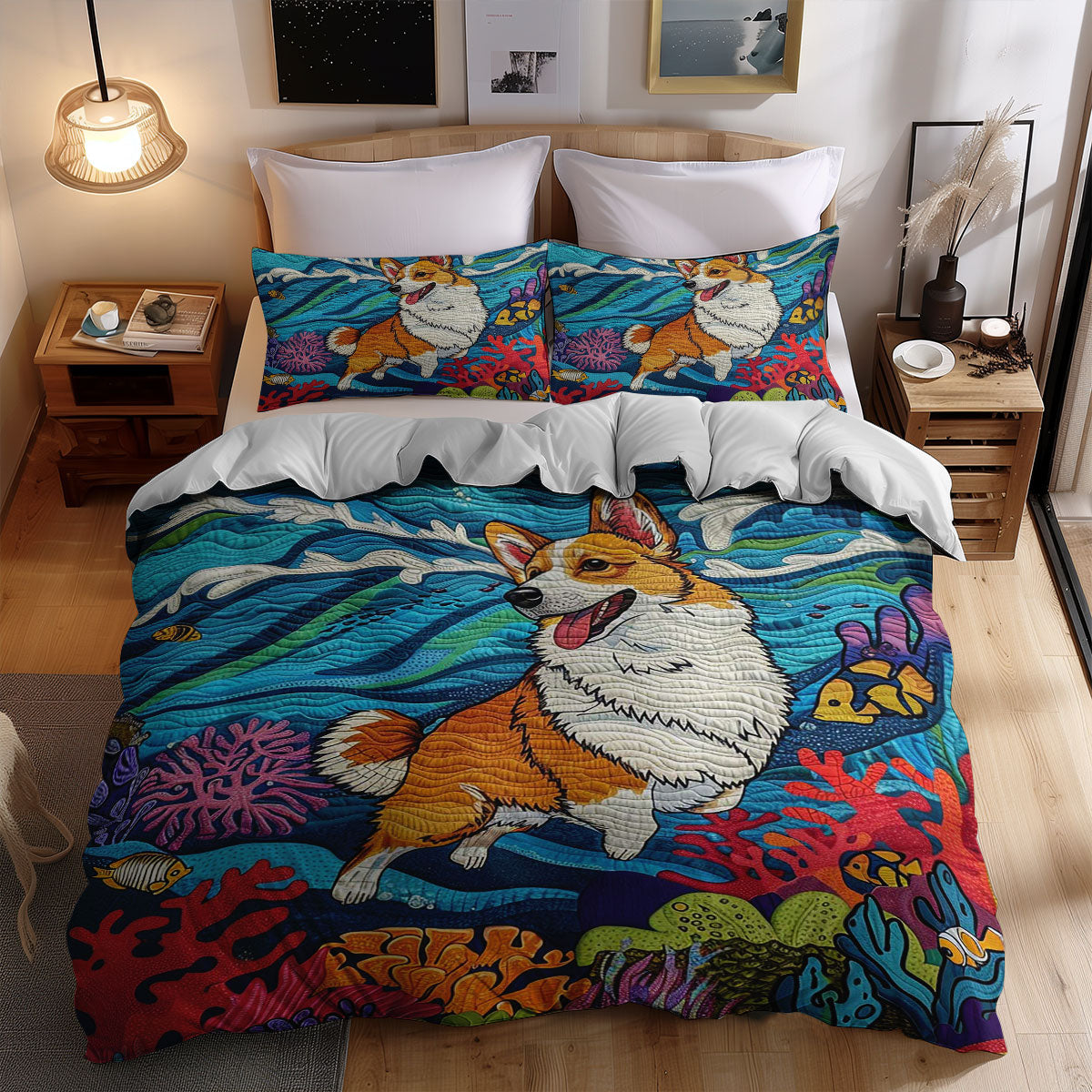 Swimming Corgi WJ1409037CL Duvet Cover Set