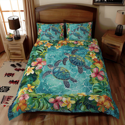 Tropical Turtles And Plumeria WJ1008041CL Duvet Cover Set