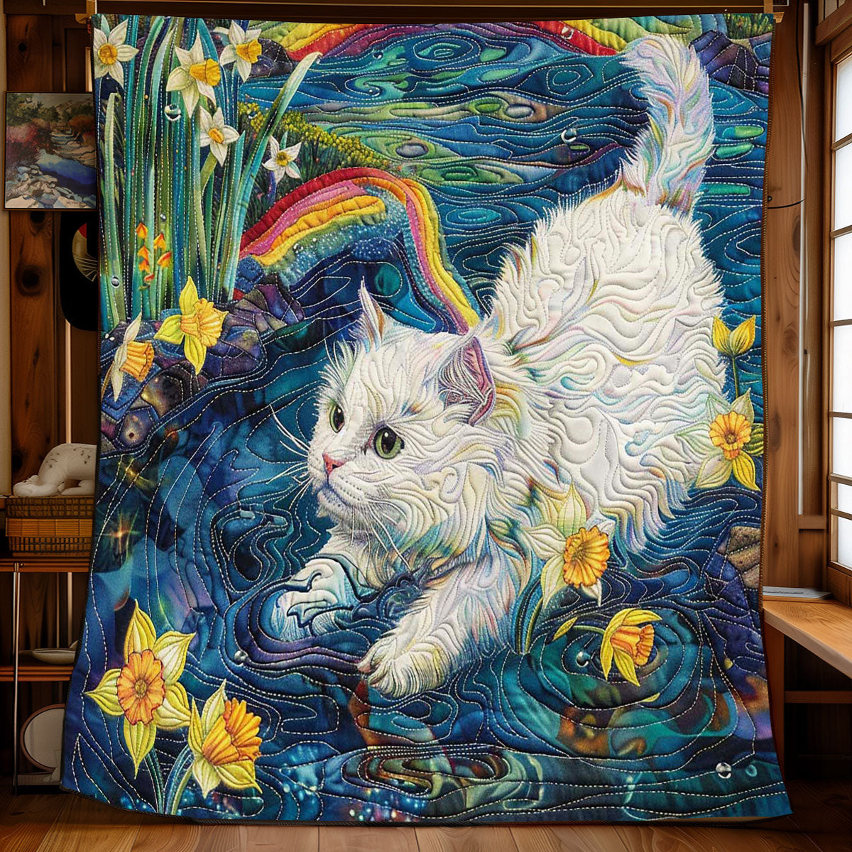 Cat Playing In The Water WJ2708005CL Quilt