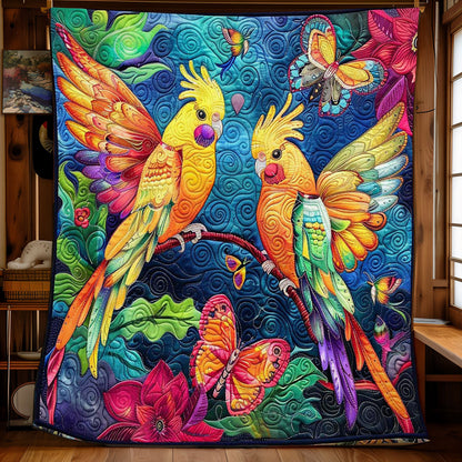 Colorful Cockatiel Couple WJ2608004CL Quilt