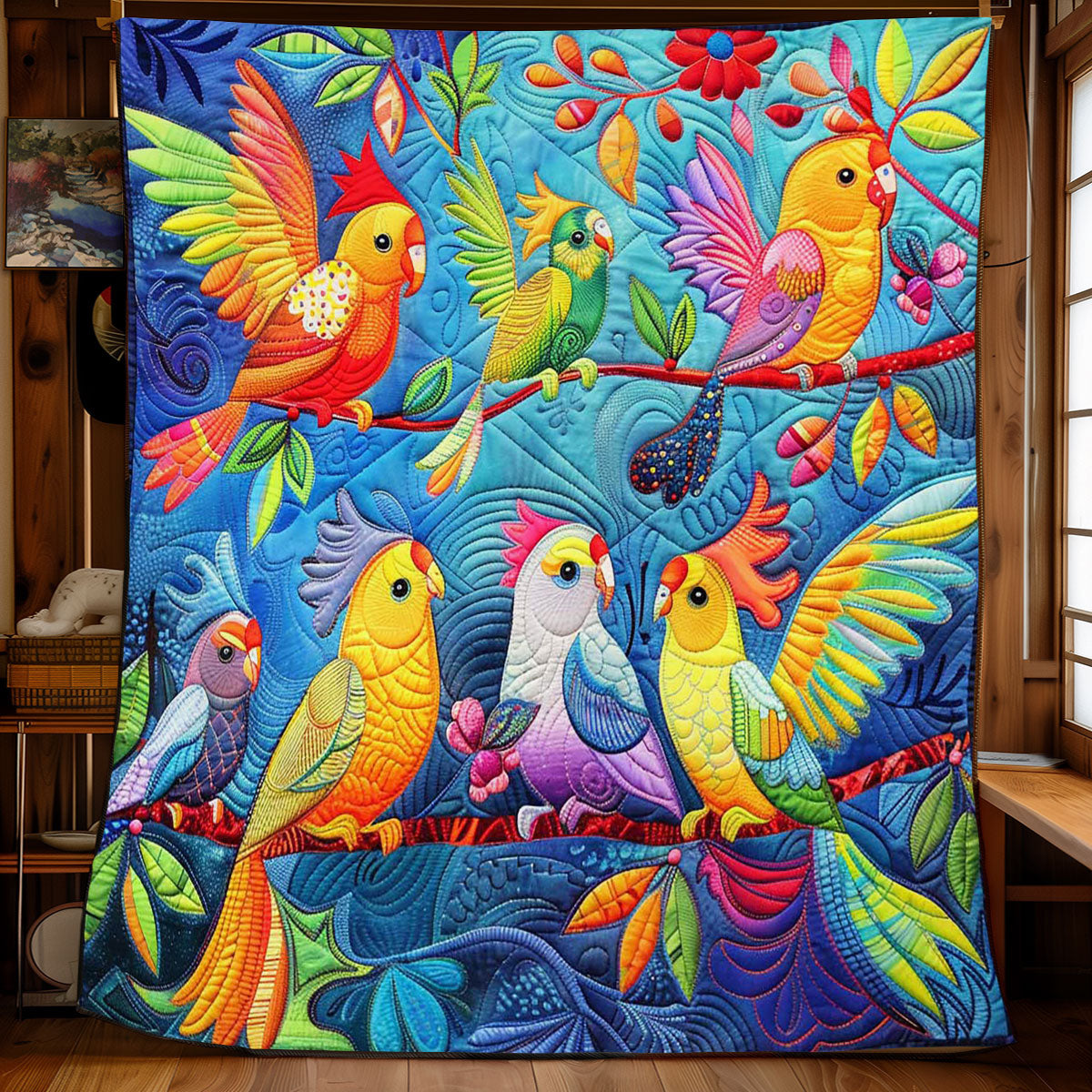 Colorful Cockatiels WJ2608006CL Quilt