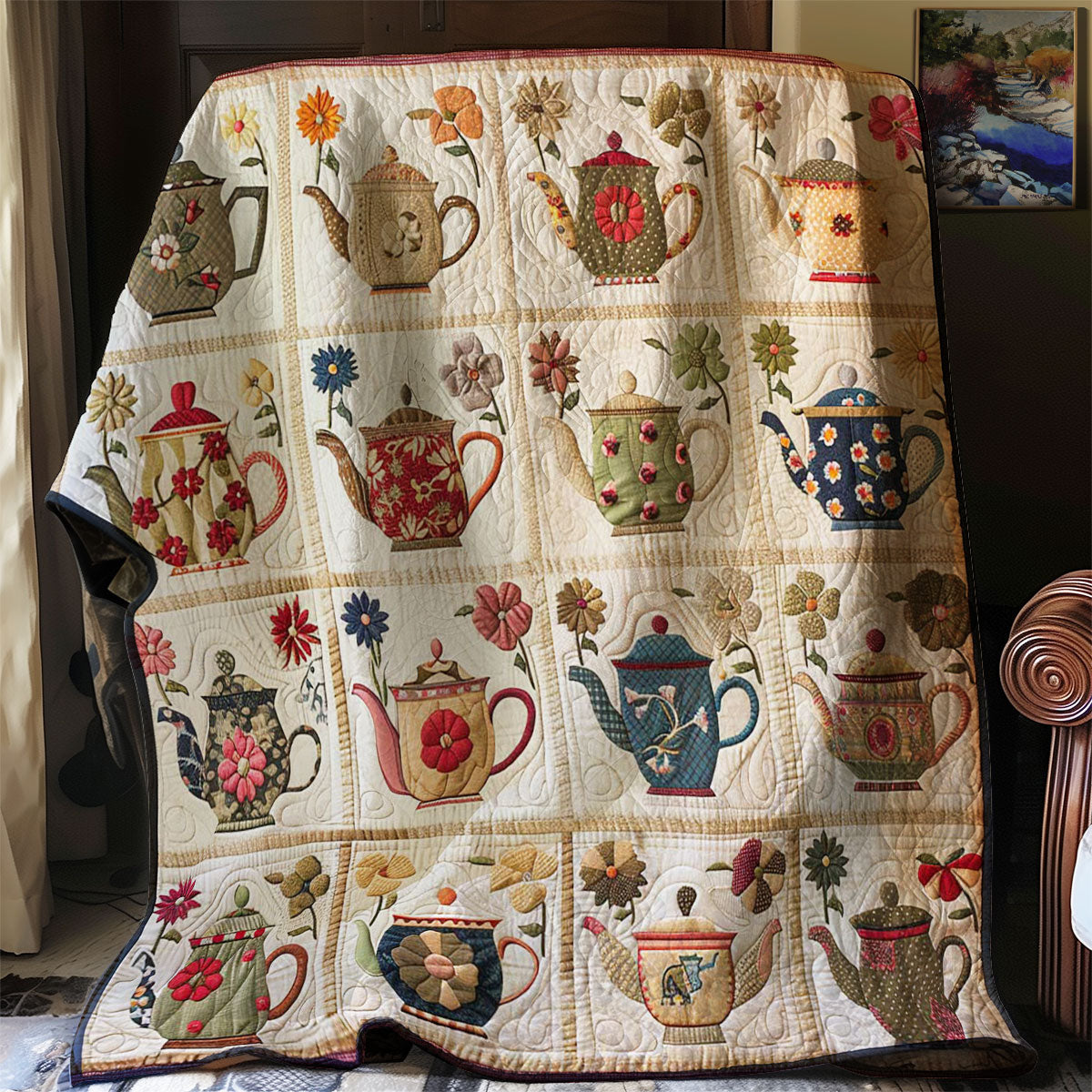 Floral Teapots WJ2307021CL Quilt