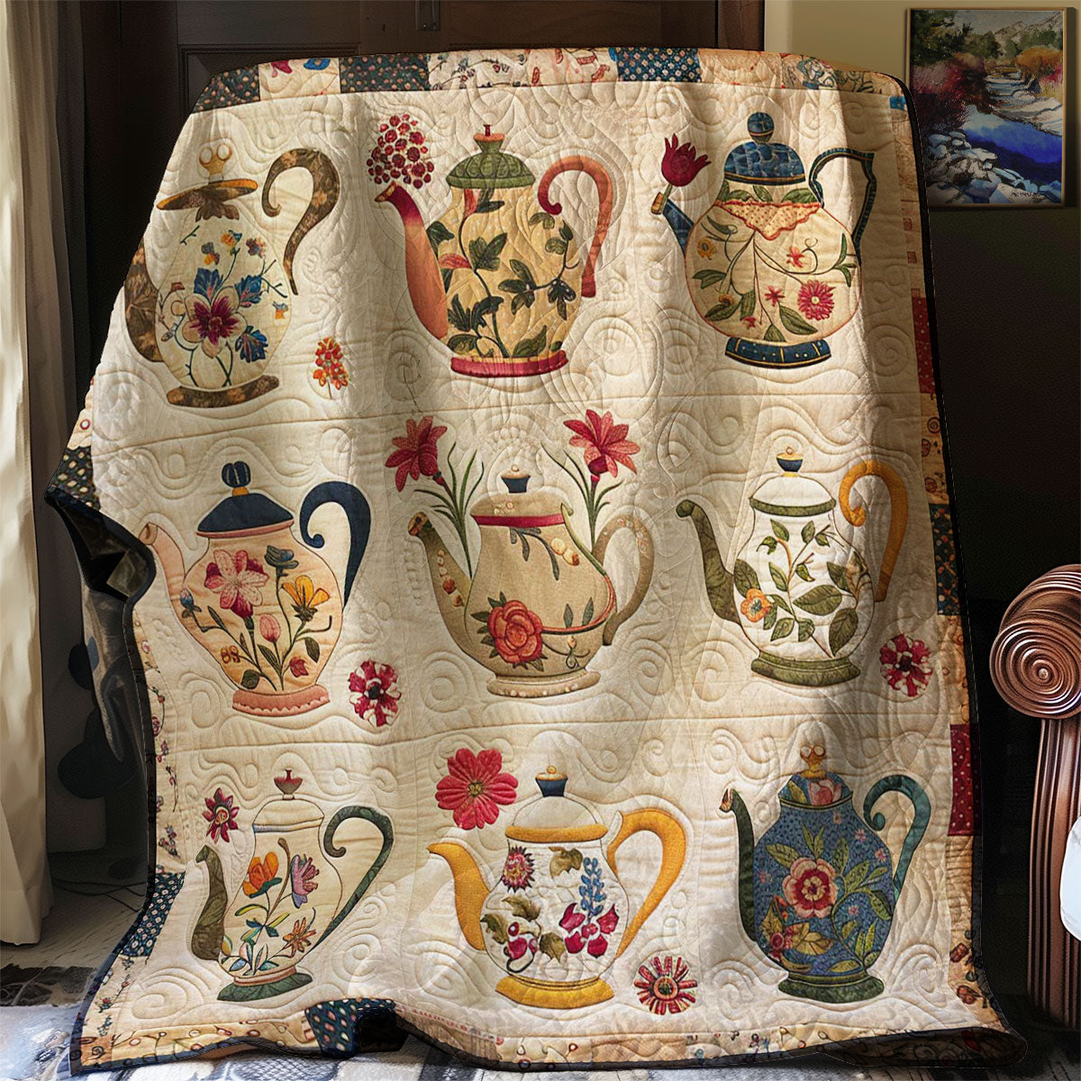 Floral Teapots WJ2407019CL Quilt