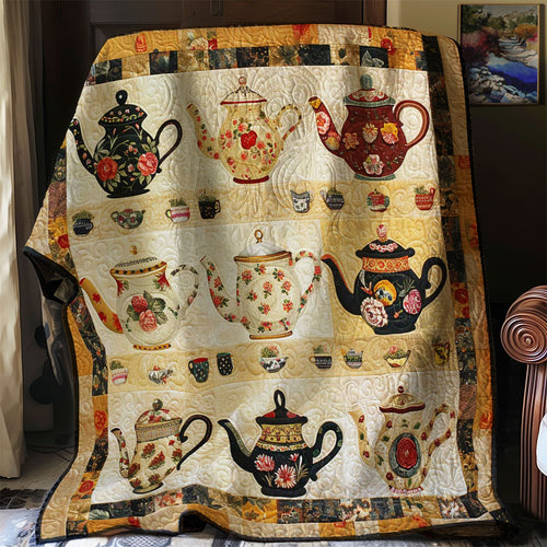 Floral Teapots WJ2407021CL Quilt