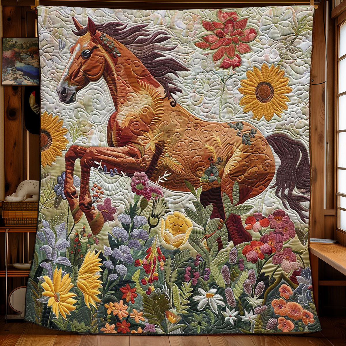 Flower Horse WJ2008017CL Quilt