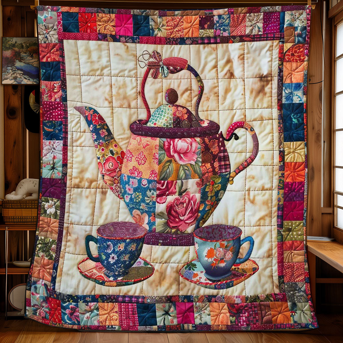Flower Patchwork Teaset WJ1009013CL Quilt