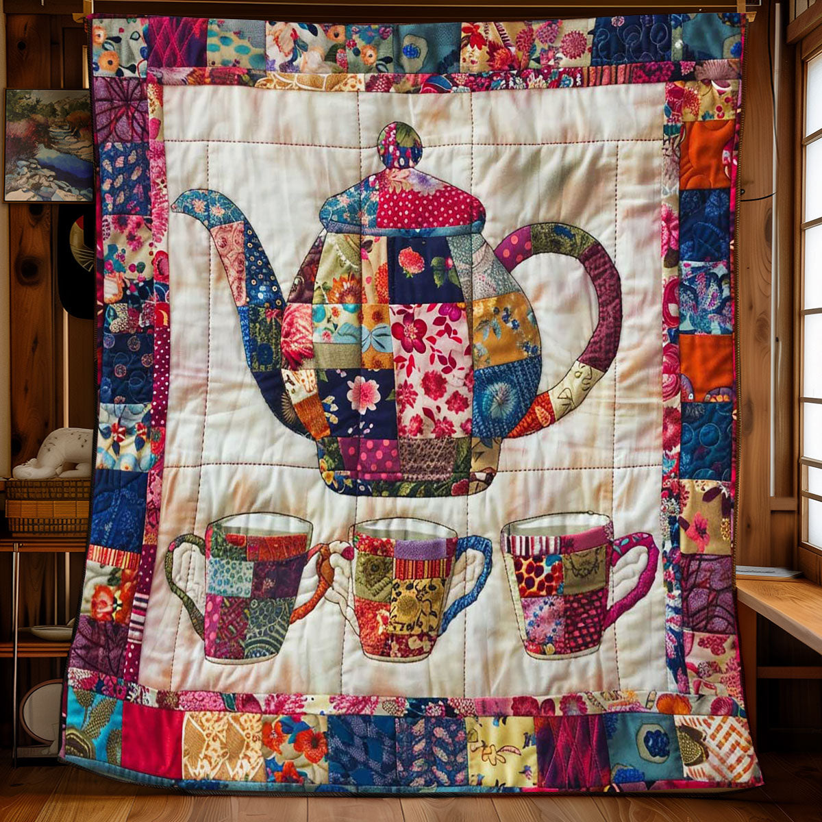 Flower Patchwork Teaset WJ1009014CL Quilt