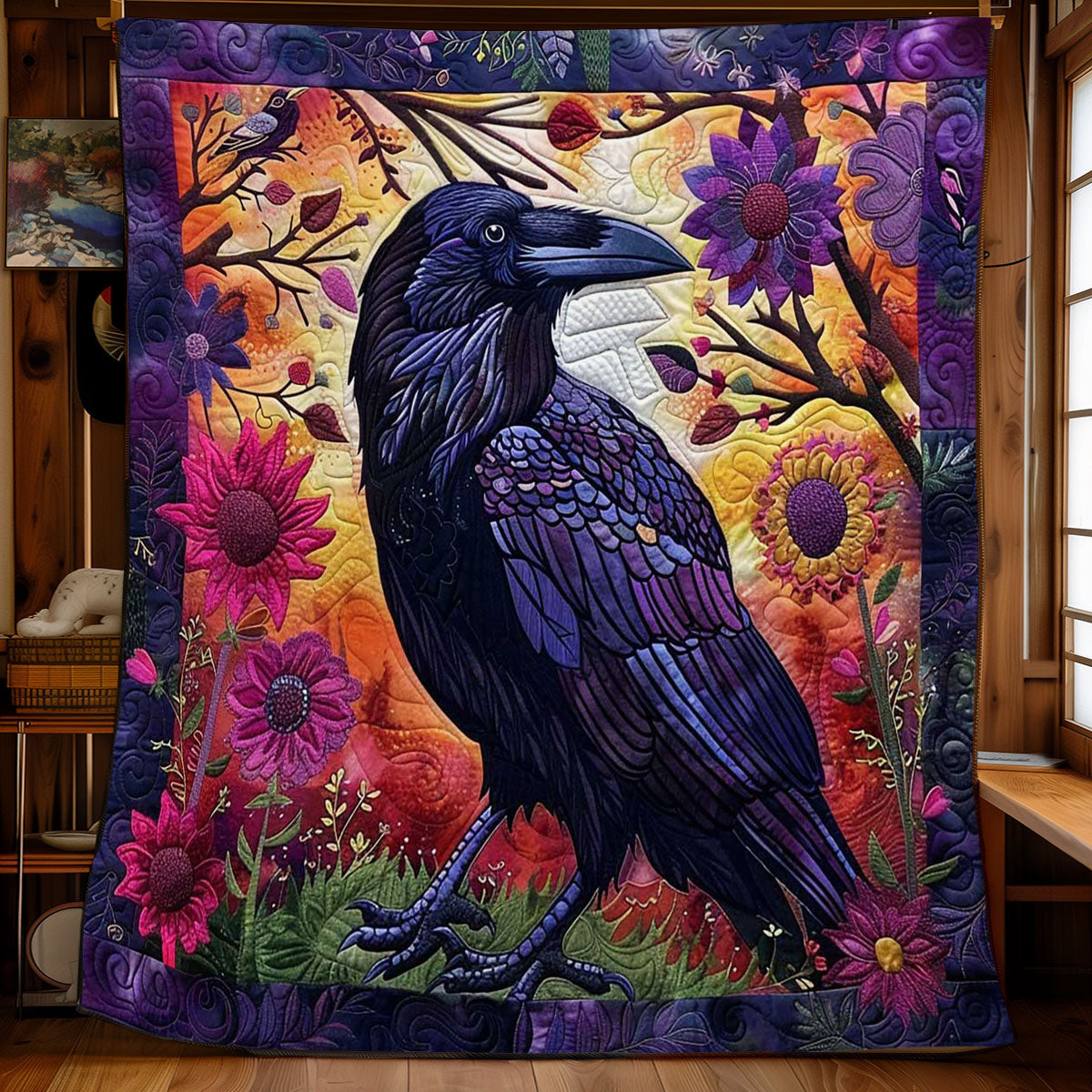 Flower Raven WJ0509013CL Quilt