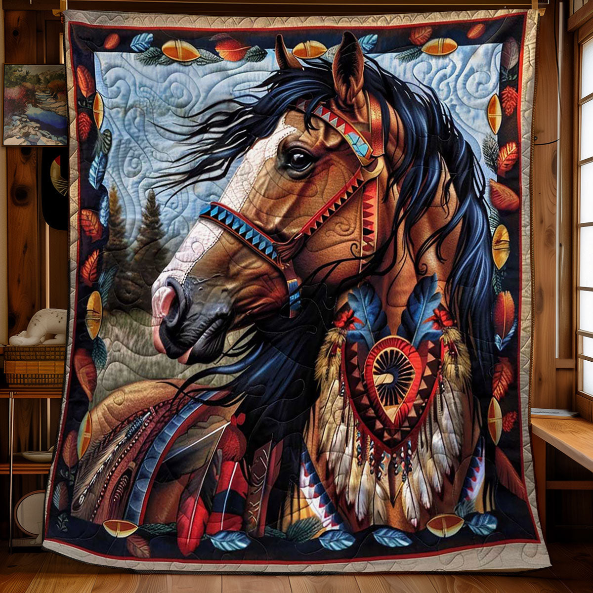 Horse Native American WJ1009017CL Quilt