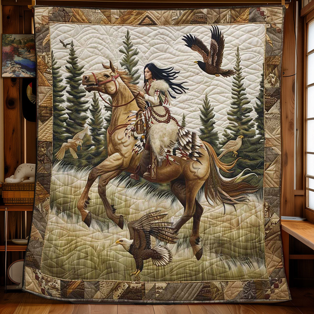 Native American Woman WJ2408017CL Quilt