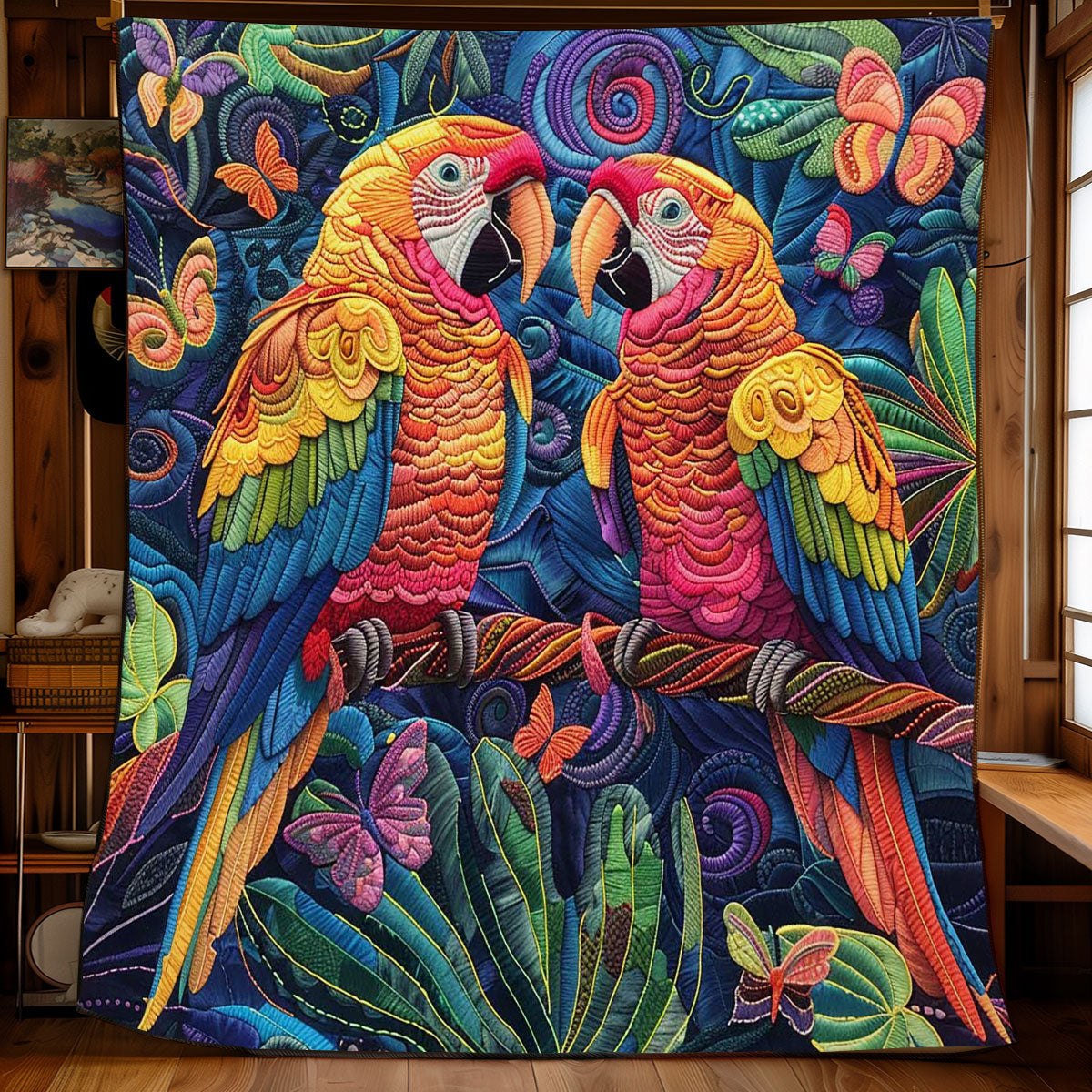 Parrot Couple WJ0609021CL Quilt