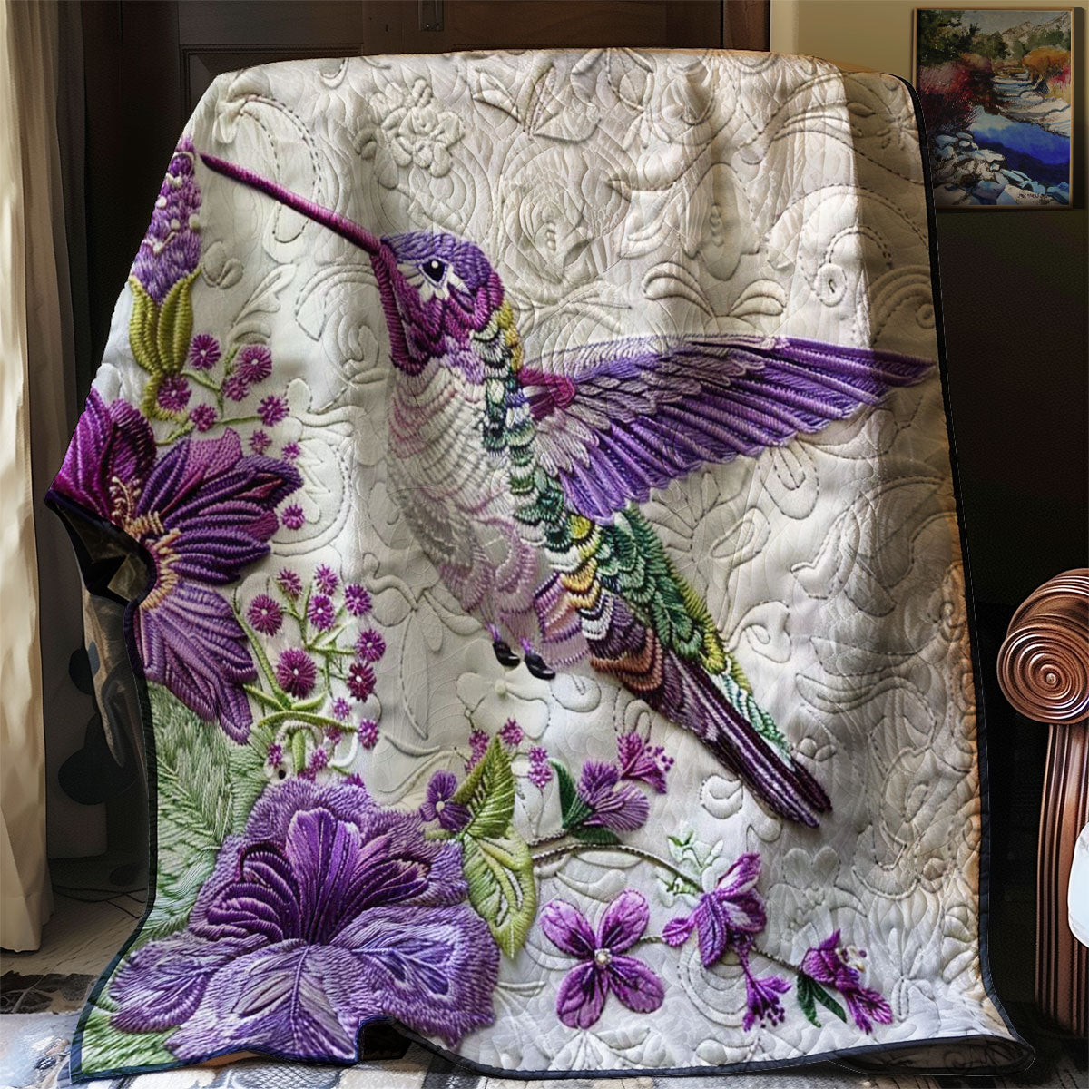 Purple Hummingbird WJ2707034CL Quilt