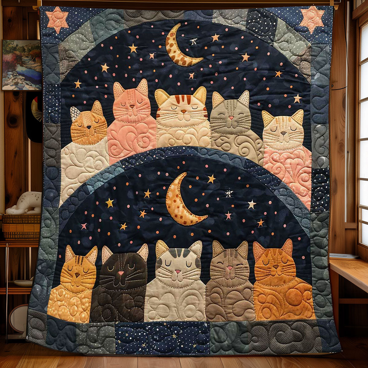 Sleeping Cat Over The Moon WJ0509024CL Quilt