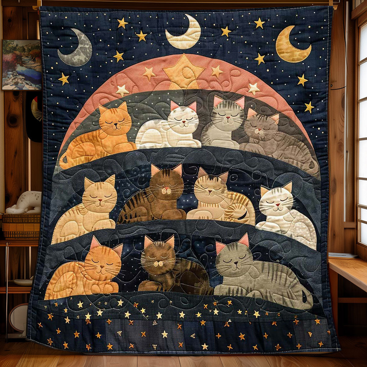 Sleeping Cat Over The Moon WJ2408019CL Quilt