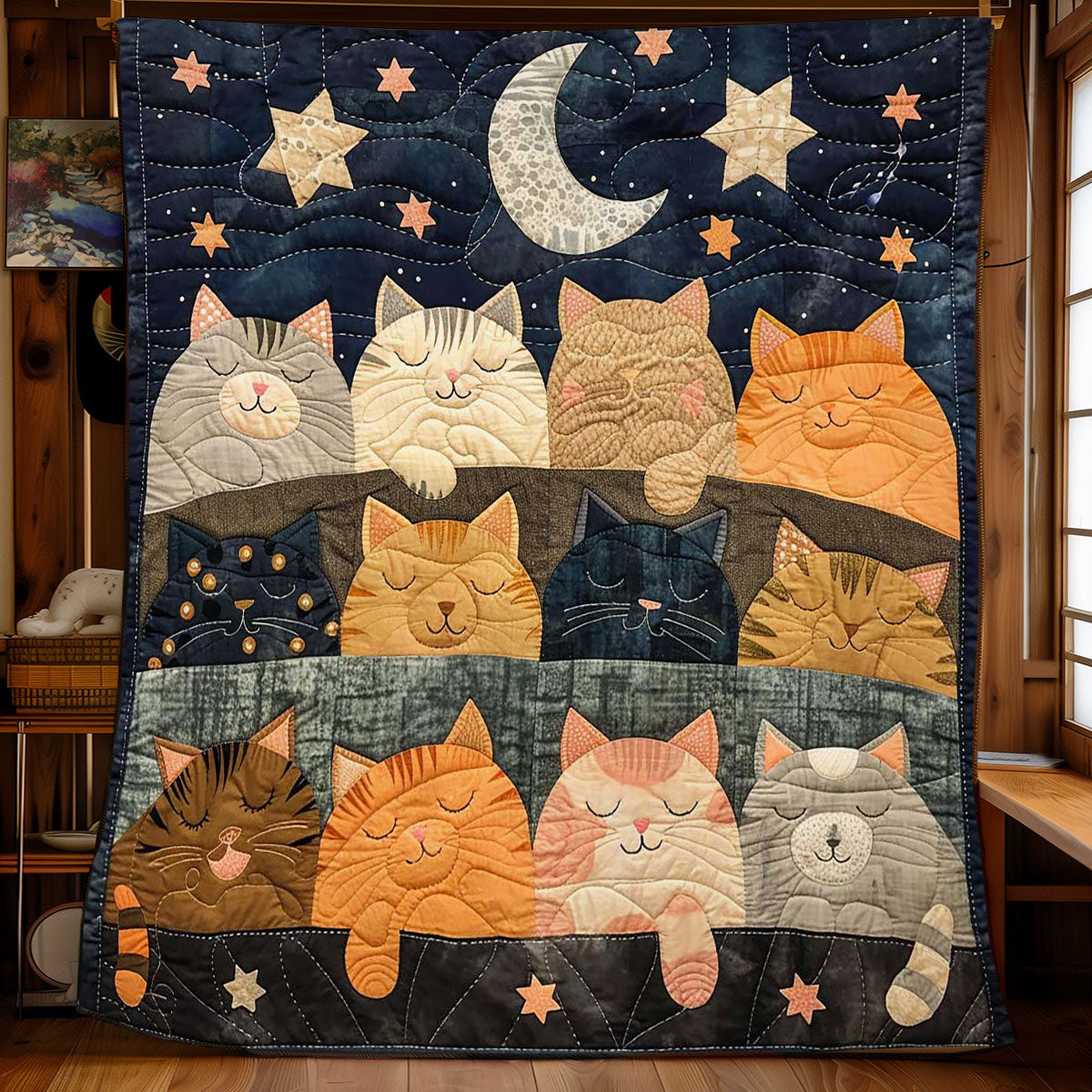 Sleeping Cat Over The Moon WJ2708025CL Quilt