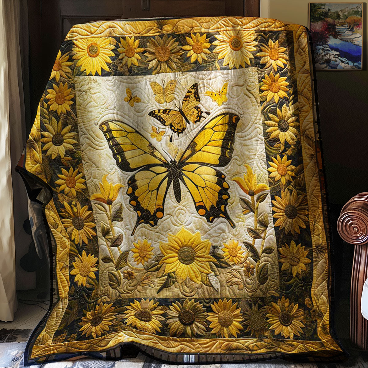 Sunflowers And Butterflies WJ2607035CL Quilt