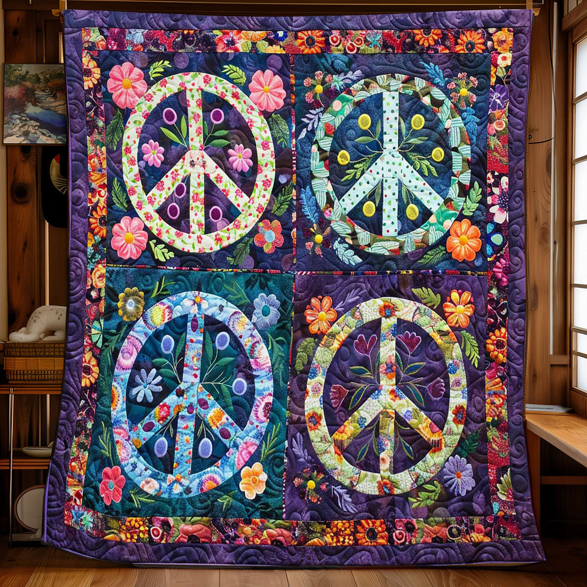 Trippy Hippie Sign WJ2408023CL Quilt