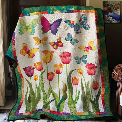 Vibrant Tulips And Butterflies WJ2307037CL Quilt