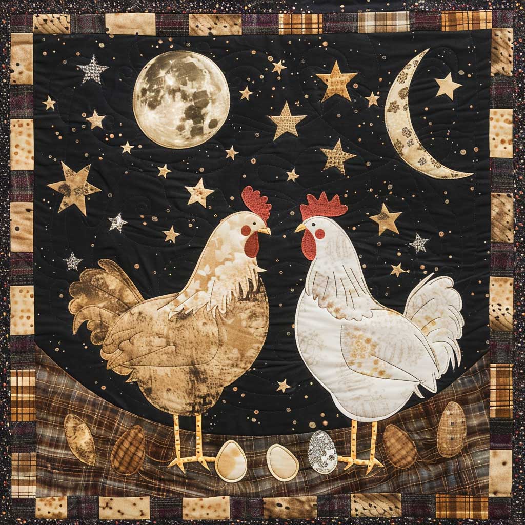 Moonlight Chickens XR1308054CL Quilt