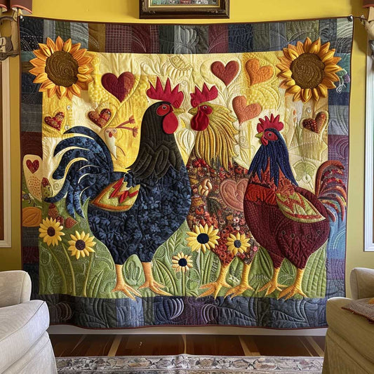 Morning Glory Chickens XR1508007CL Quilt