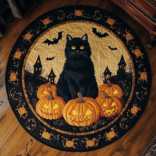 Mystic Pumpkin Cat CW0508031CL Quilted Round Mat