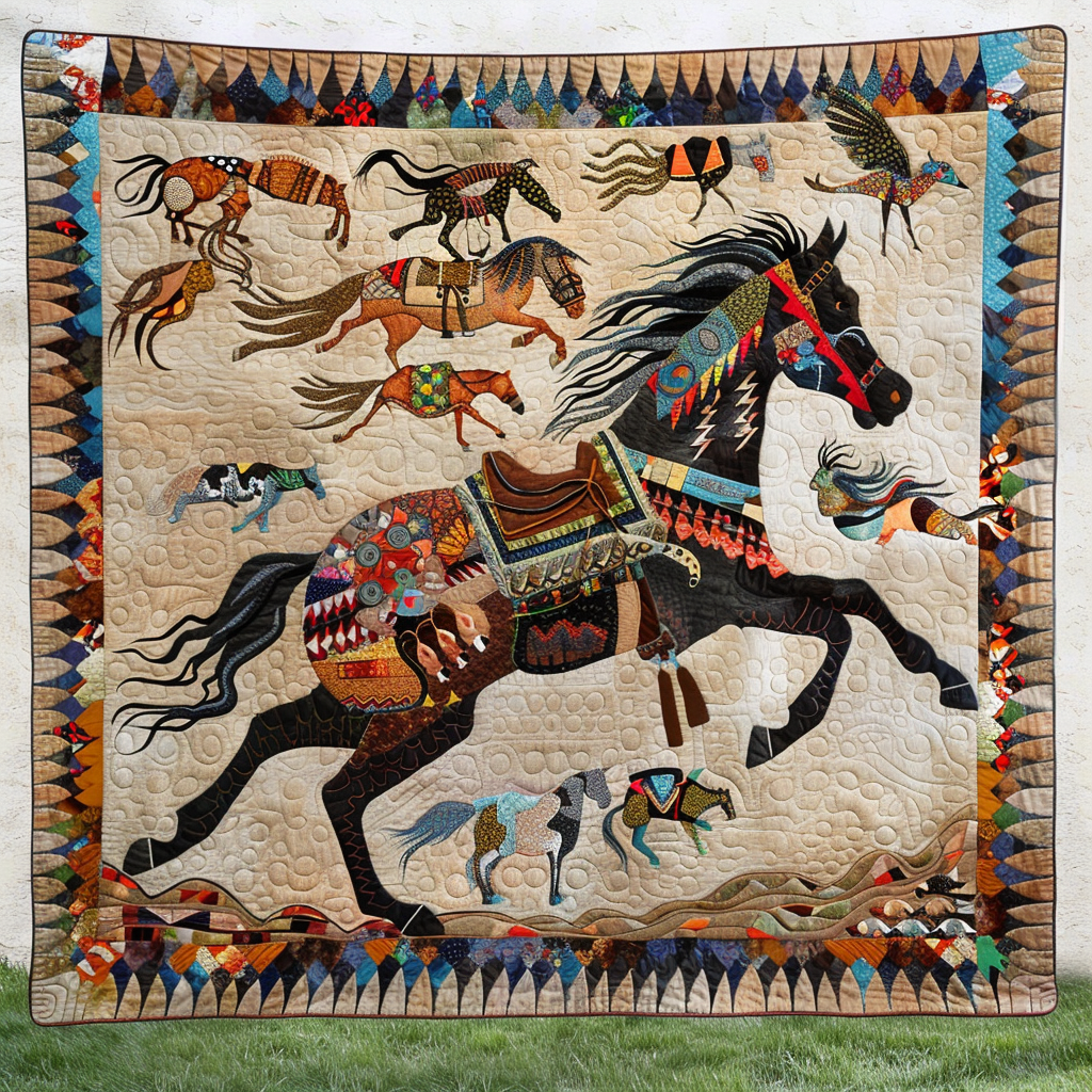 Native American Inspired Horse XR060611CL Quilt